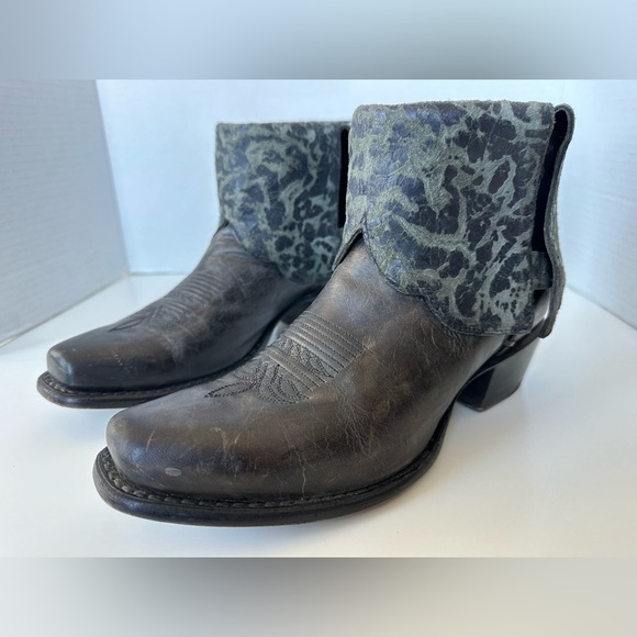 Sonora Cassidy Foldover Tooled Distressed Leather Western Cowgirl Boots Size 7.5 - Picture 6 of 10